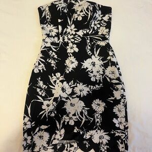 B Darlin Strapless Black and White Floral Dress
